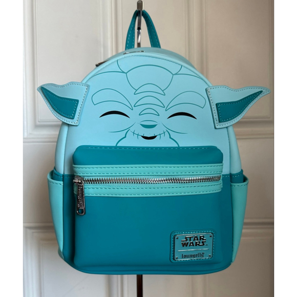 Women's Loungefly Star Wars Grogu Glow Mini Backpack One Size Teal Light Blue